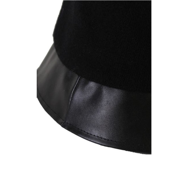 August Black Cloche Hat w/Faux Leather Trim NWT - Picture 3 of 7